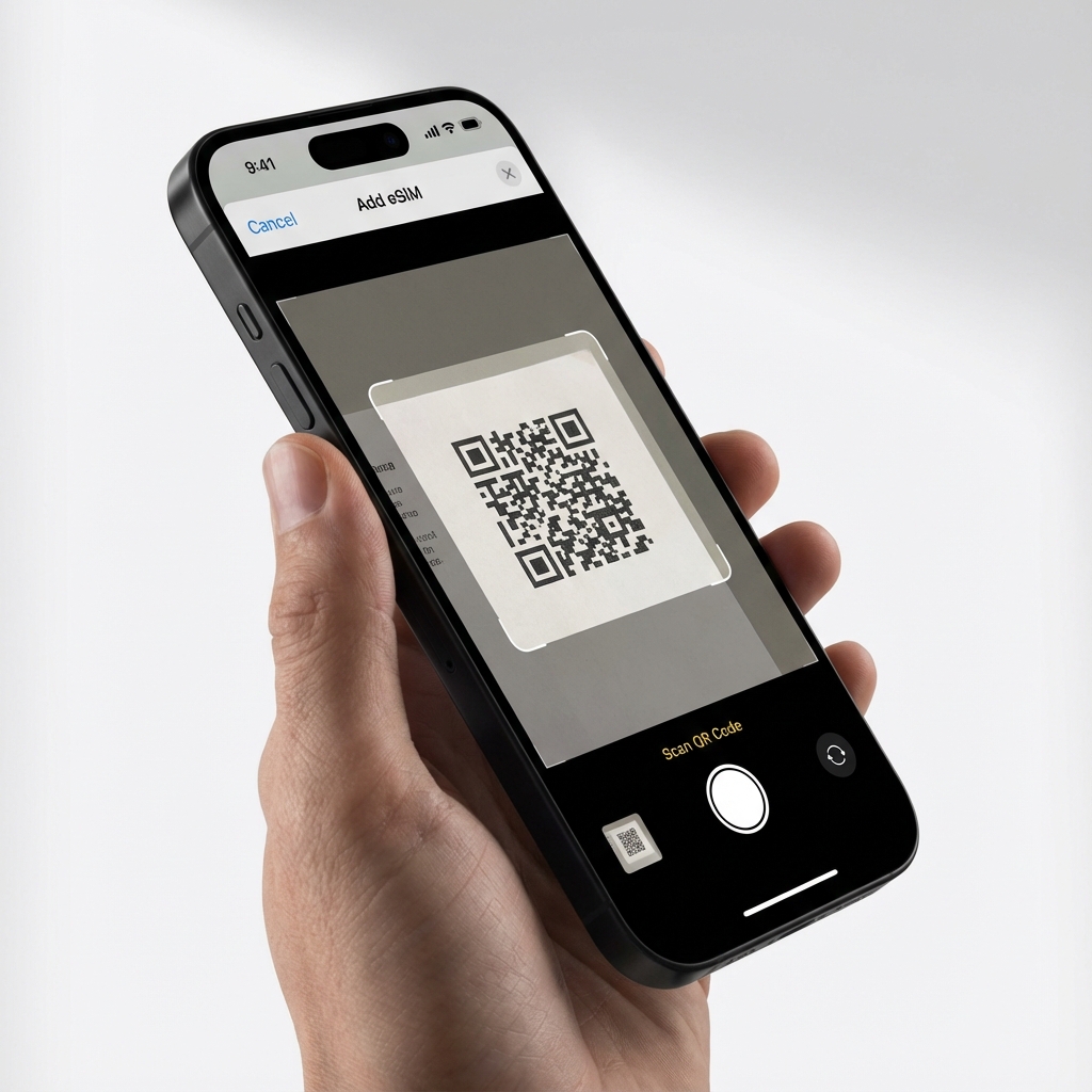iPhone eSIM Setup - Scanning QR Code