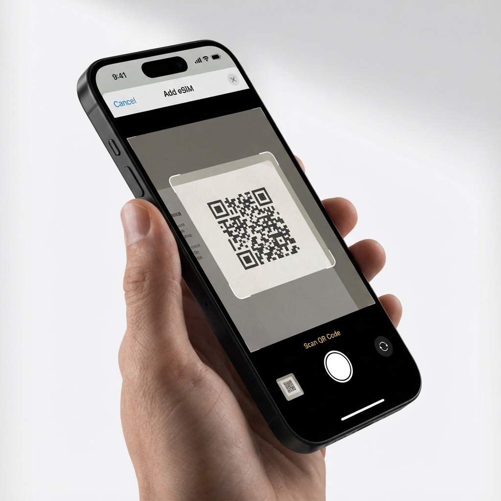 iPhone eSIM Setup - Scanning QR Code